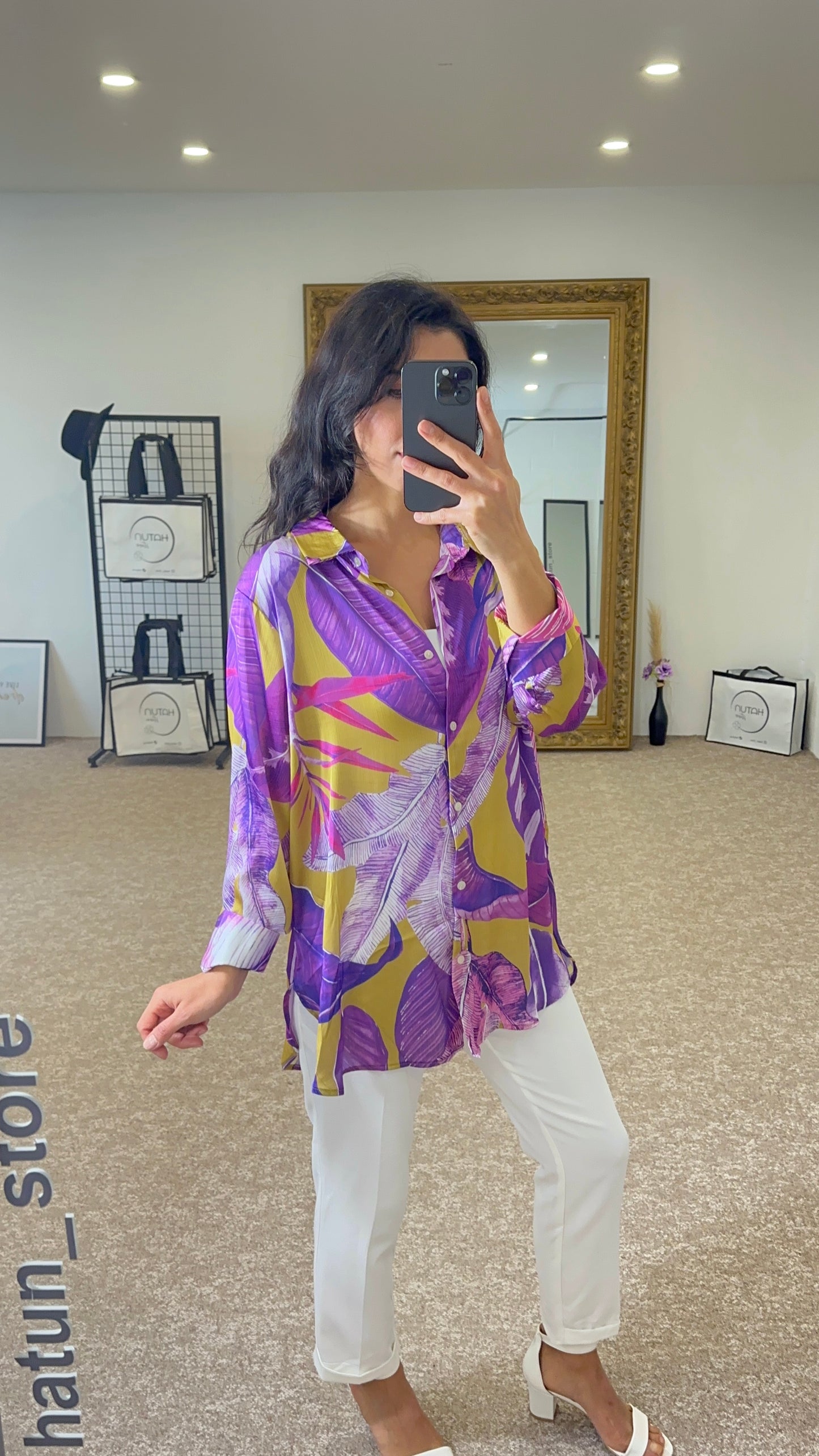 Premium Satin Blouse- Purple and Oil Green