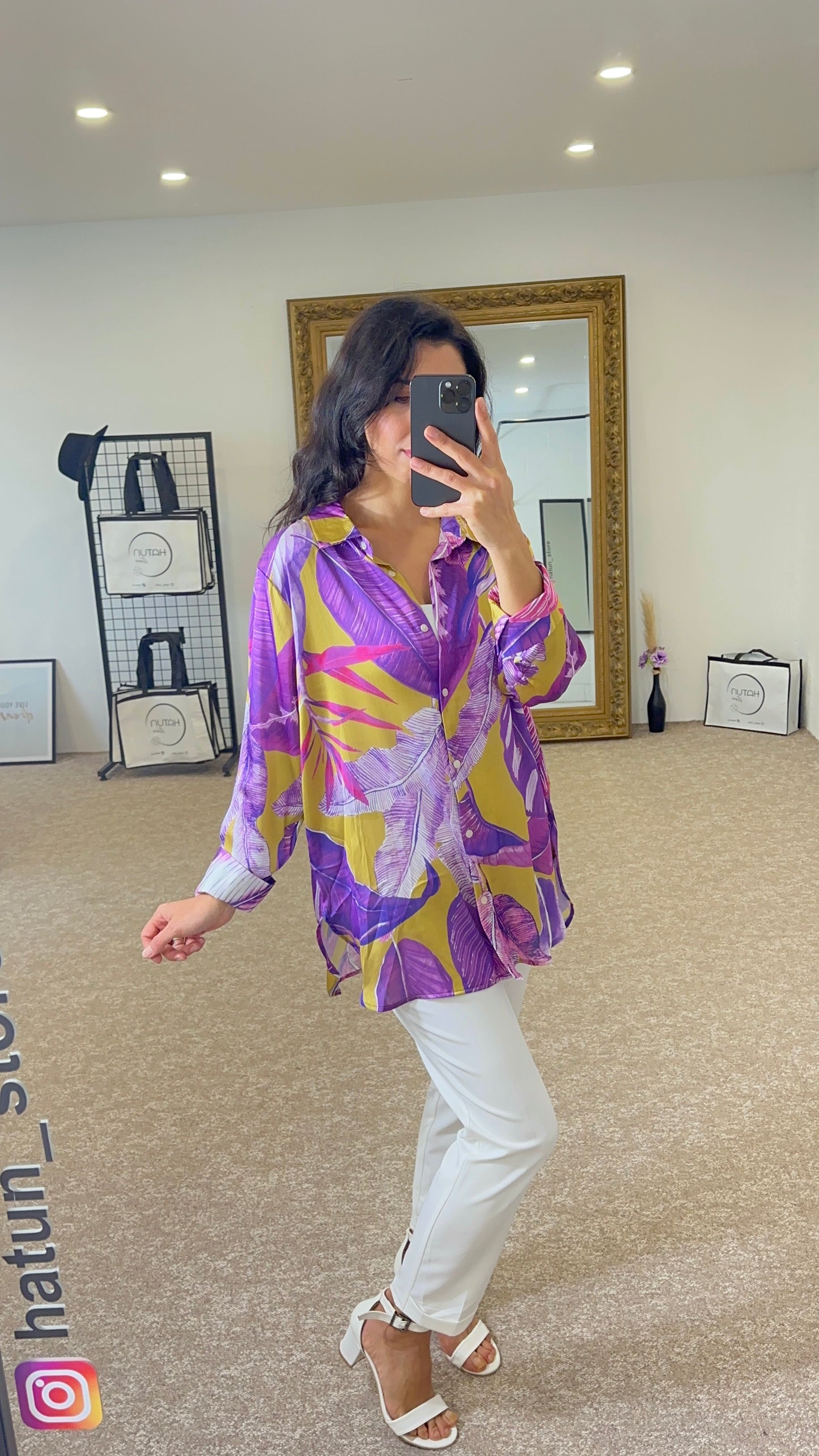 Premium Satin Blouse- Purple and Oil Green