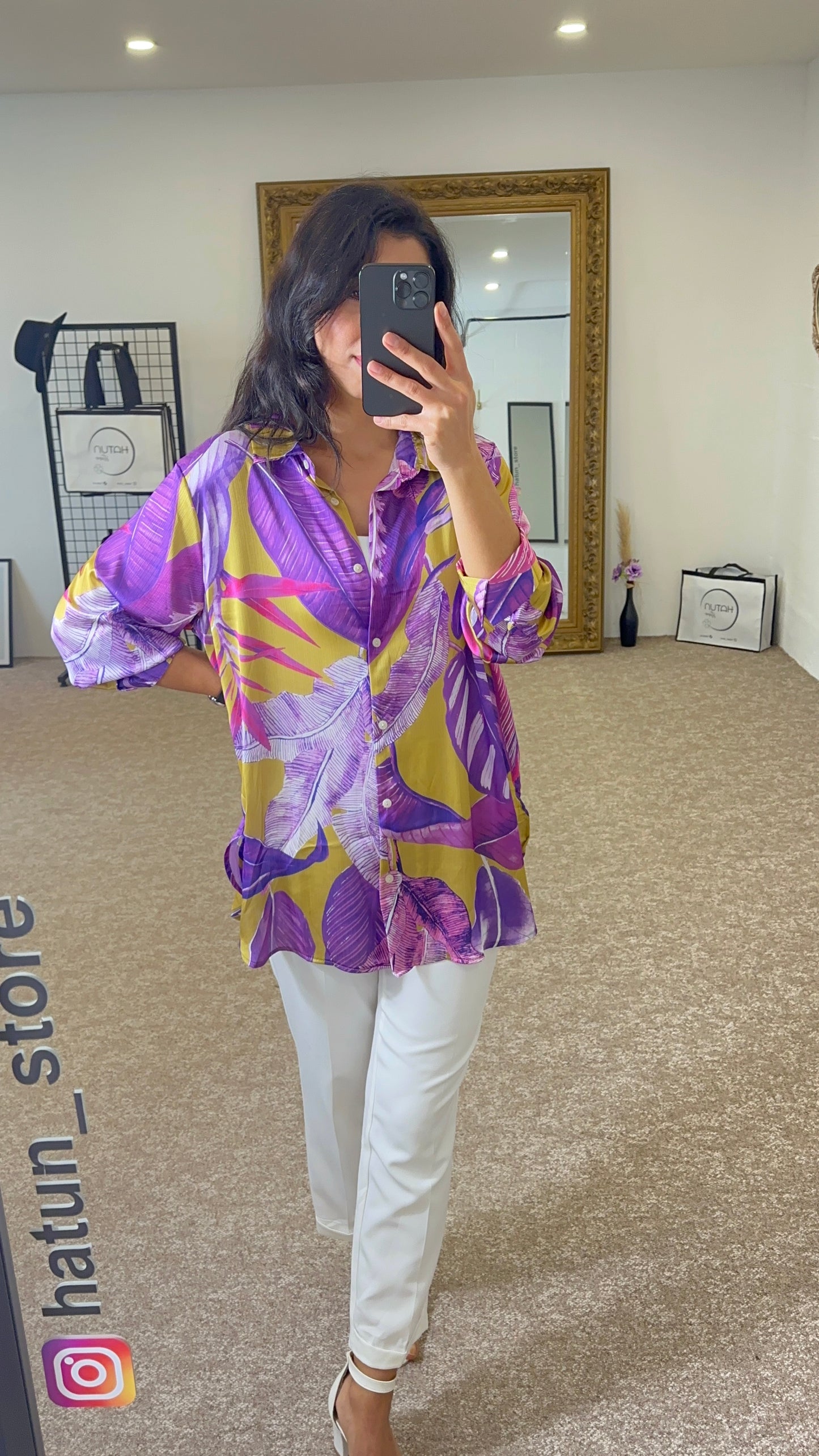 Premium Satin Blouse- Purple and Oil Green