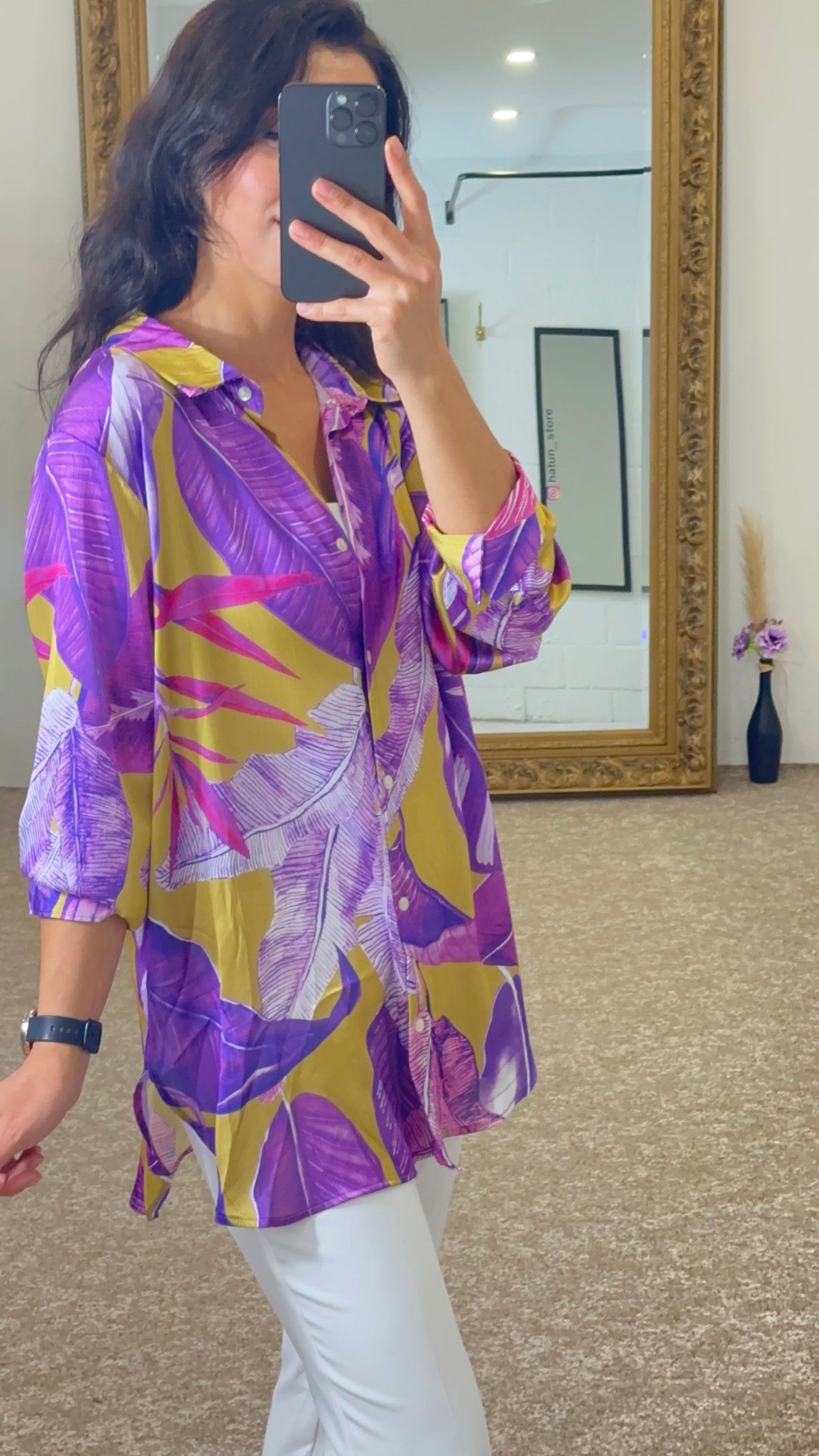 Premium Satin Blouse- Purple and Oil Green