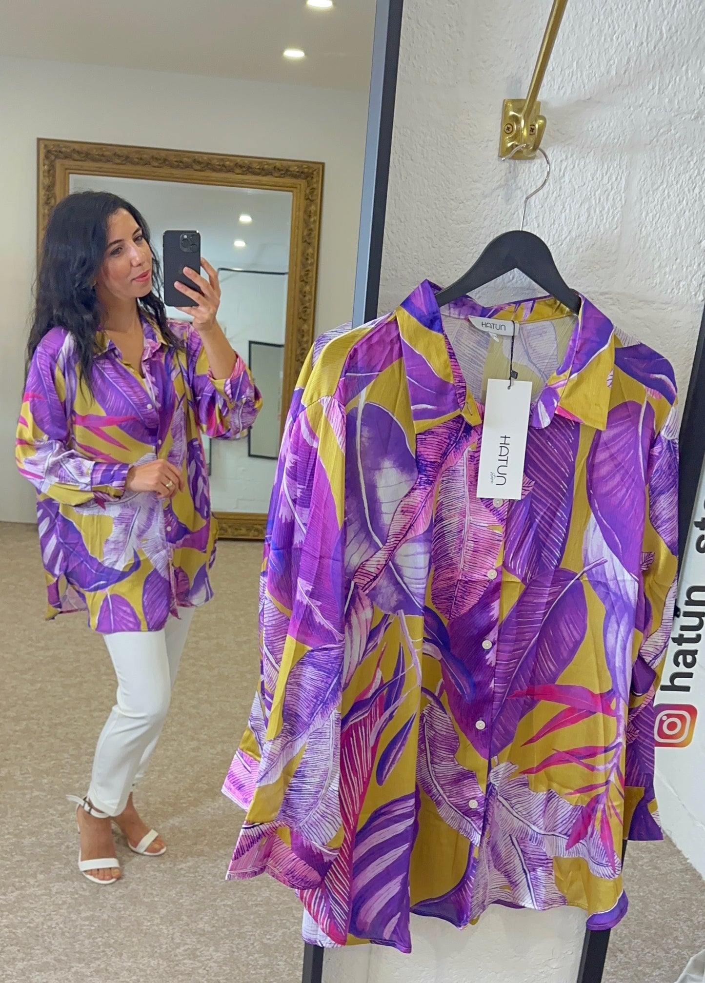 Premium Satin Blouse- Purple and Oil Green