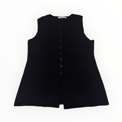 Ravi Sweater Vest,Sleeveles Front Button, tank top - Black