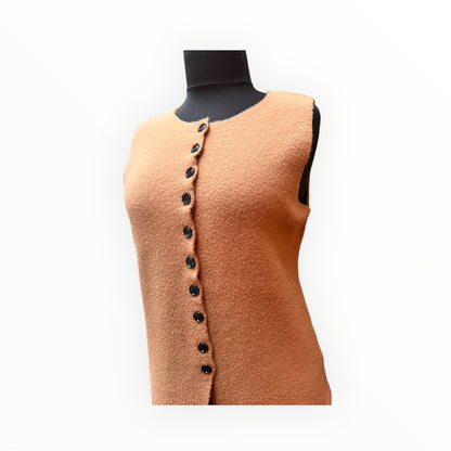 Ravi Sweater Vest,Sleeveles Front Button, tank top - Bronze/ Vizon