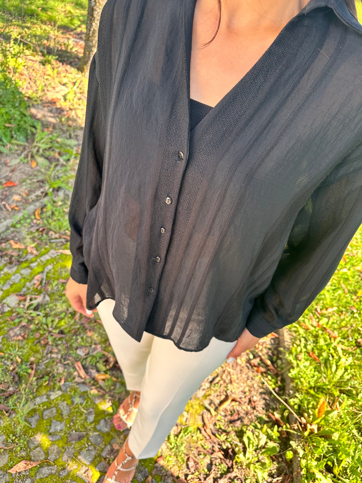 Shadow luxe blouse - Zwart