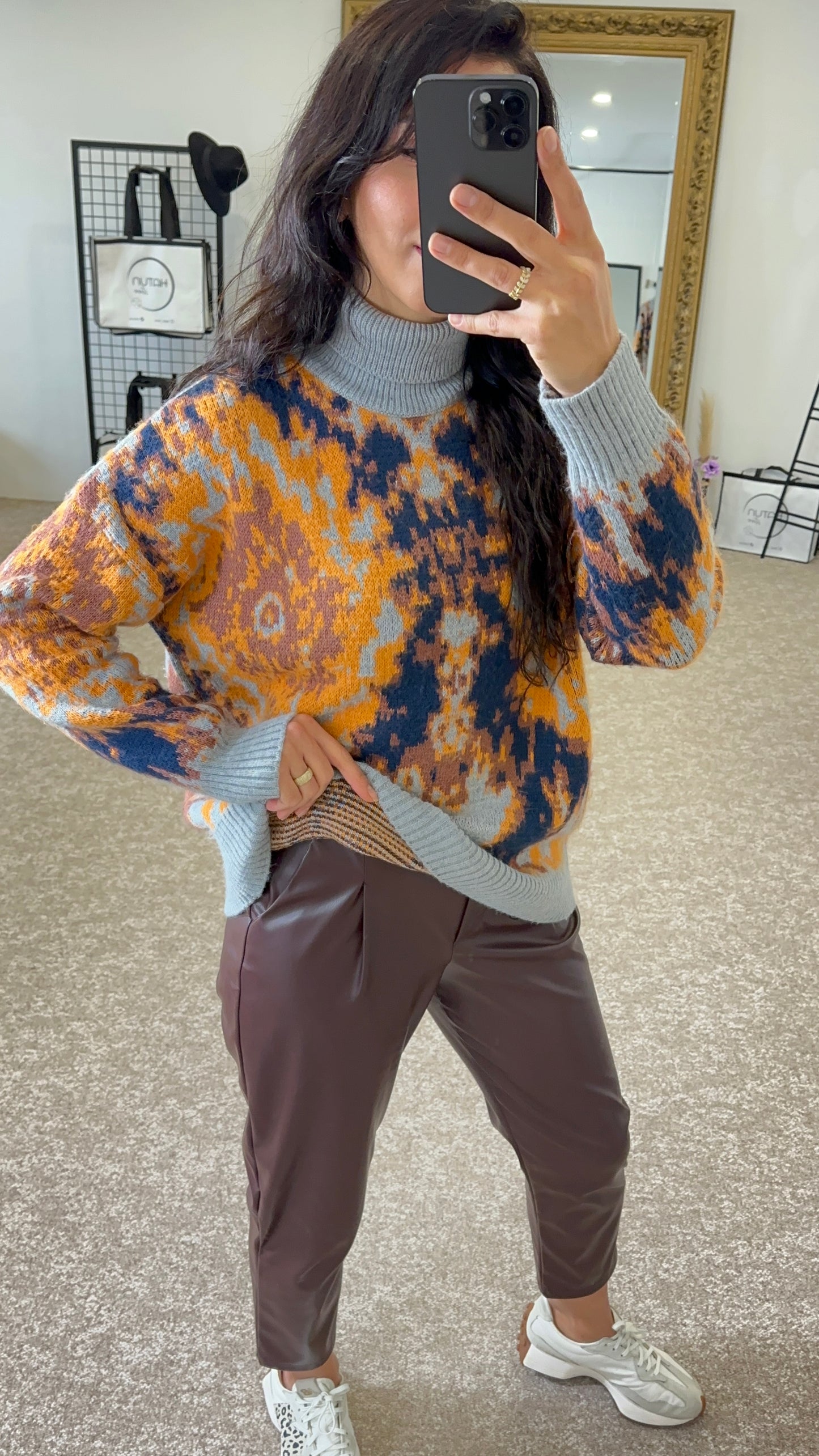 Oversize Colored Pattern Sweater