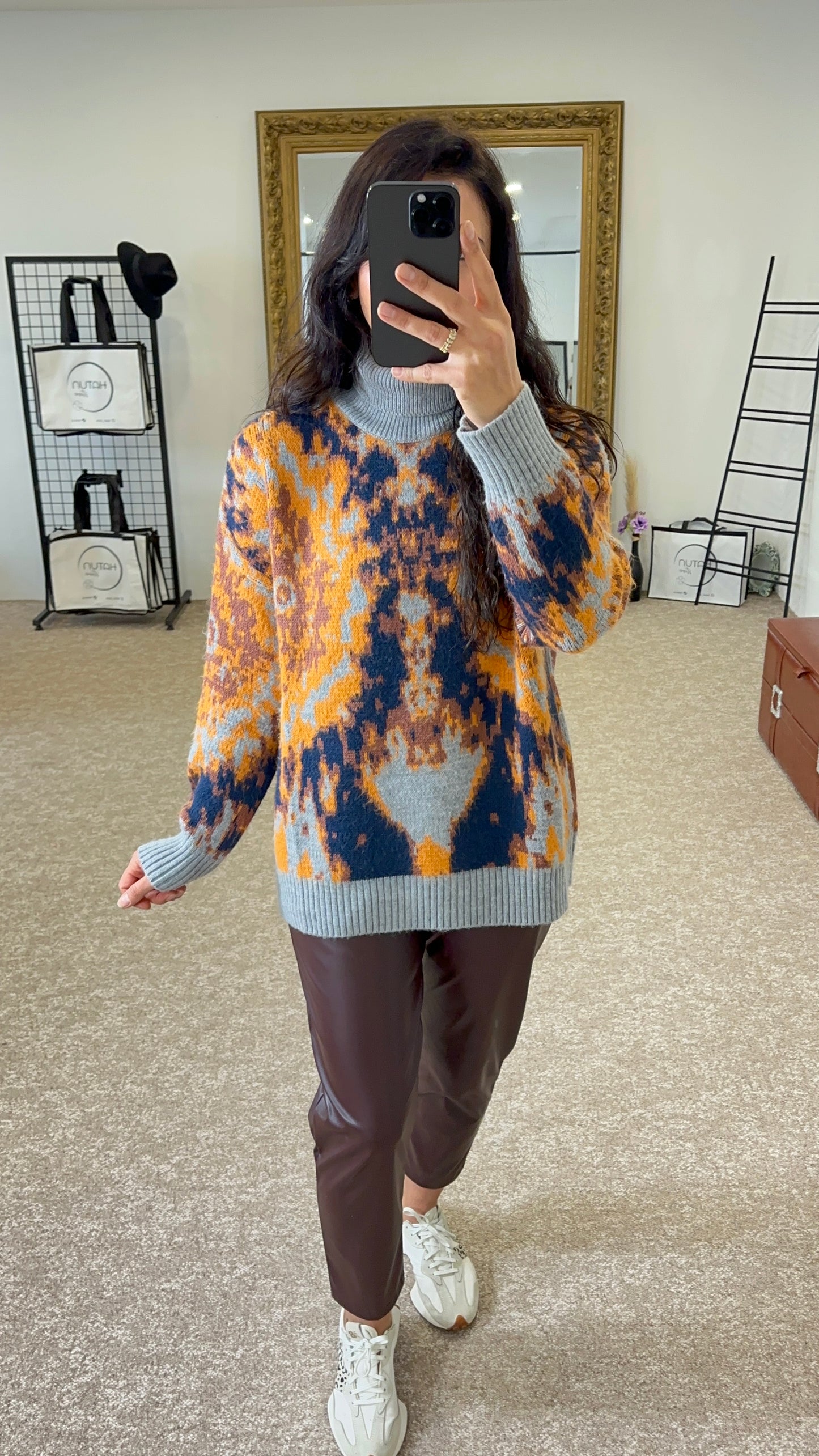 Oversize Colored Pattern Sweater