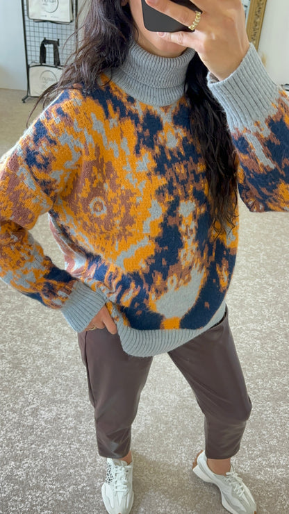 Oversize Colored Pattern Sweater