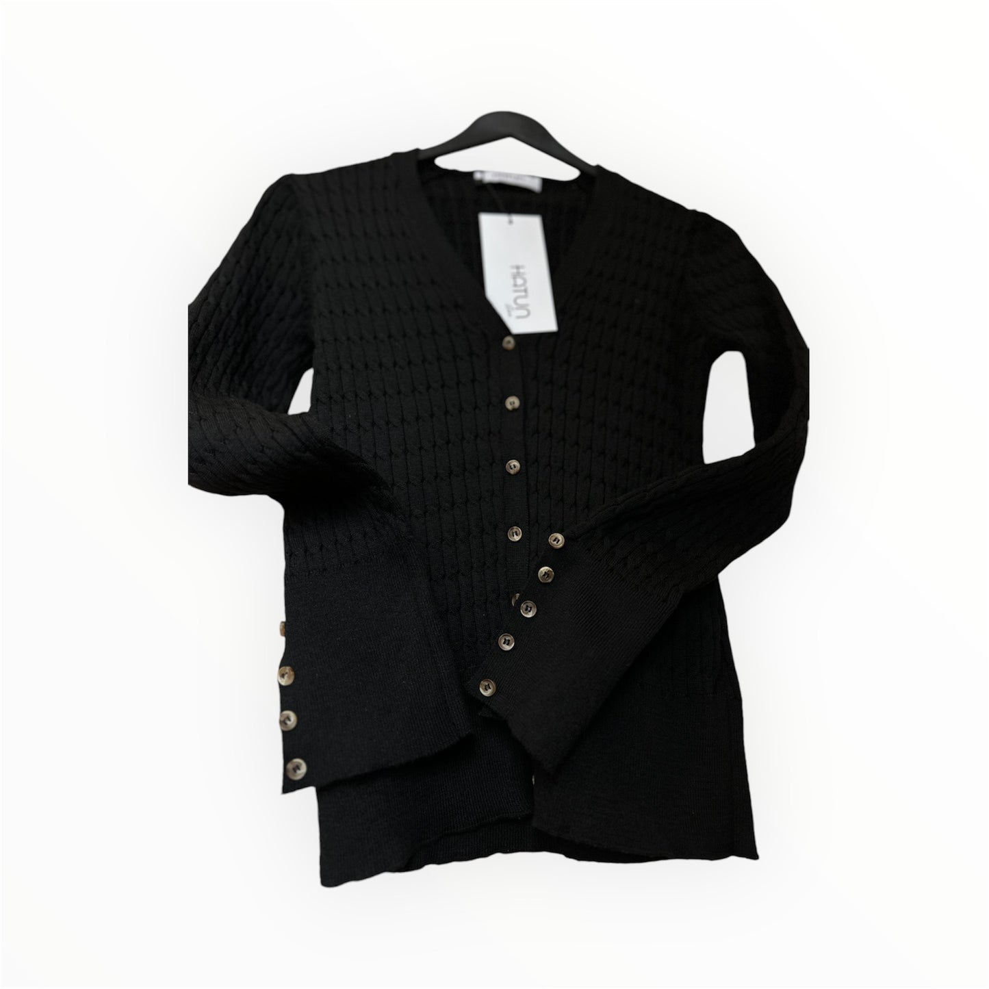 Lumina V-Neck Knitted Cardigan,Gillet - Black