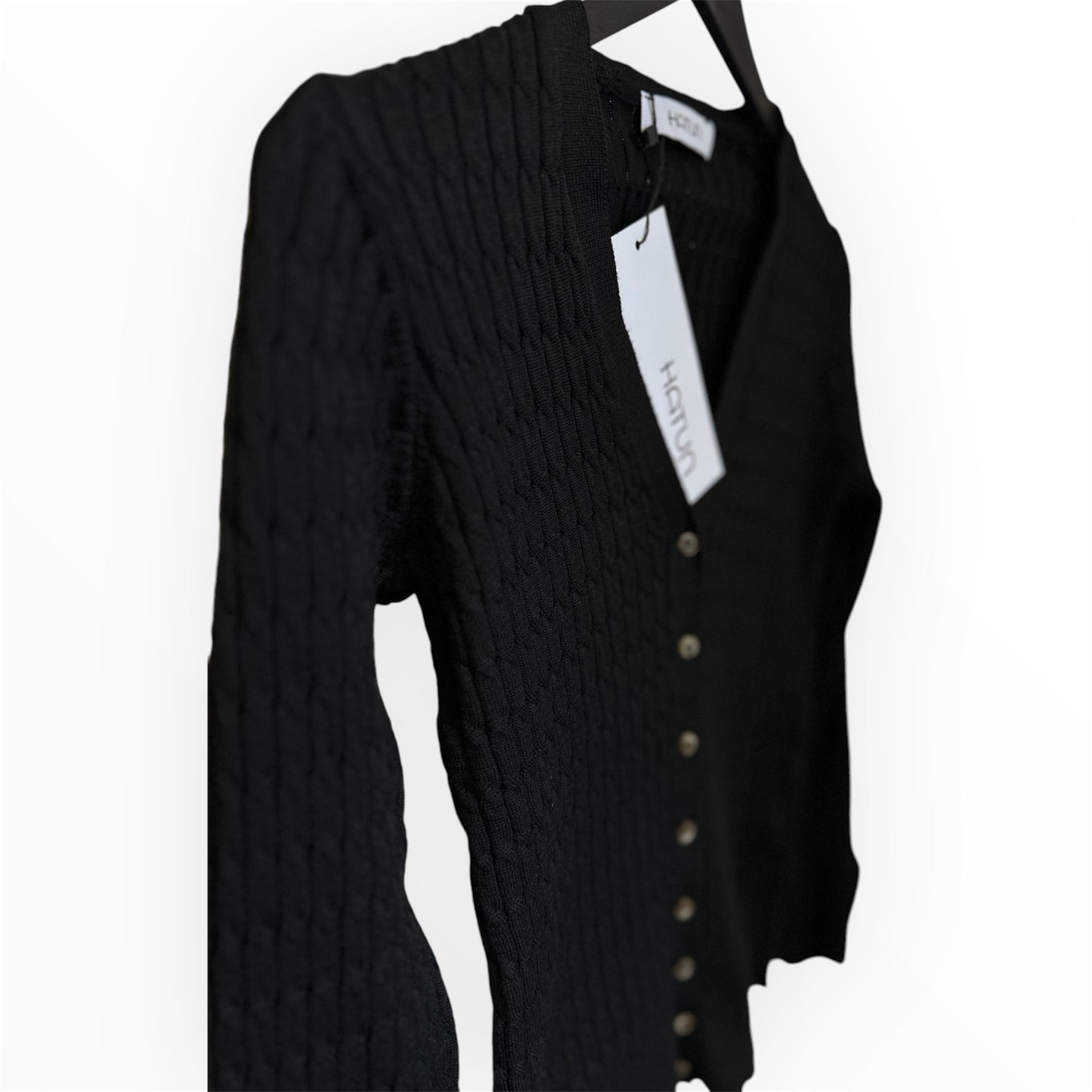 Lumina V-Neck Knitted Cardigan,Gillet - Black