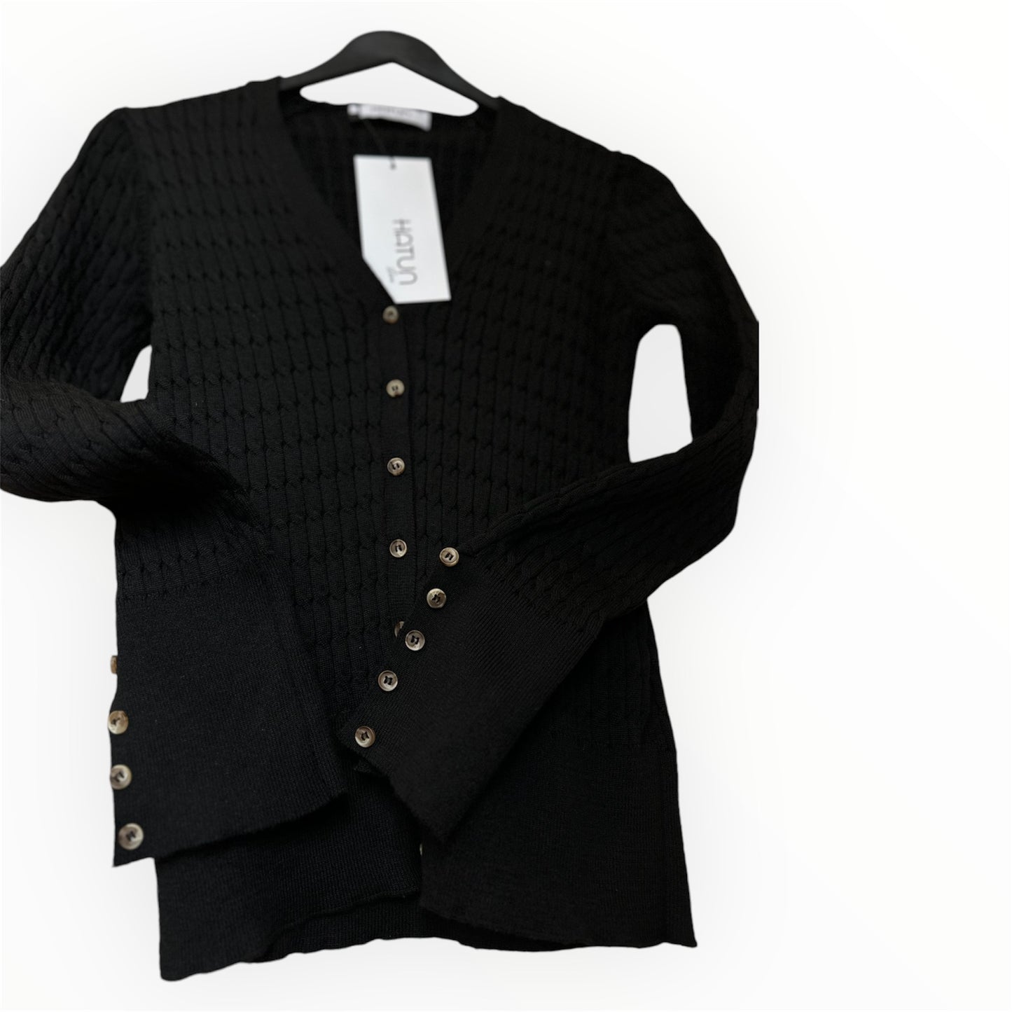 Lumina V-Neck Knitted Cardigan,Gillet - Black