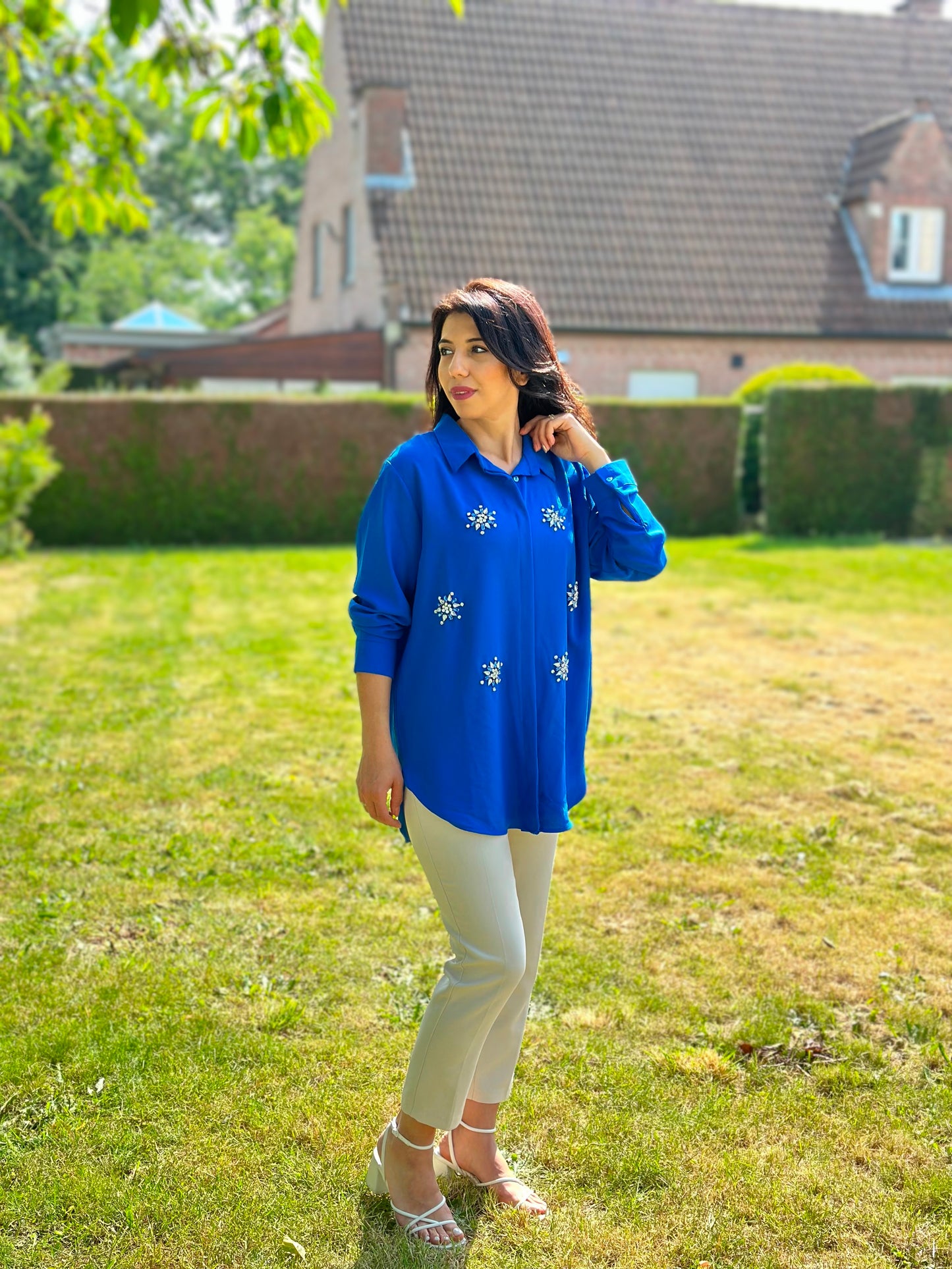 Nevra blouse, Parliament Blue -PLUS MATEN-