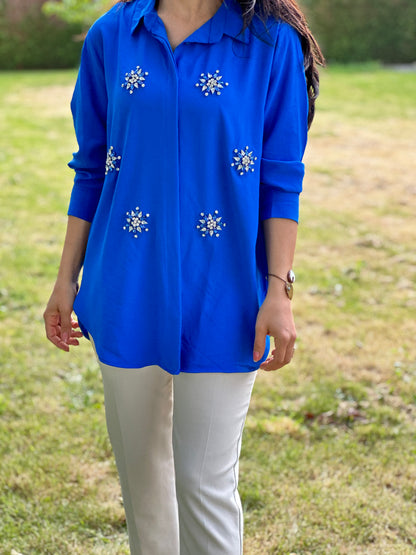 Nevra blouse, Parliament Blue -PLUS MATEN-