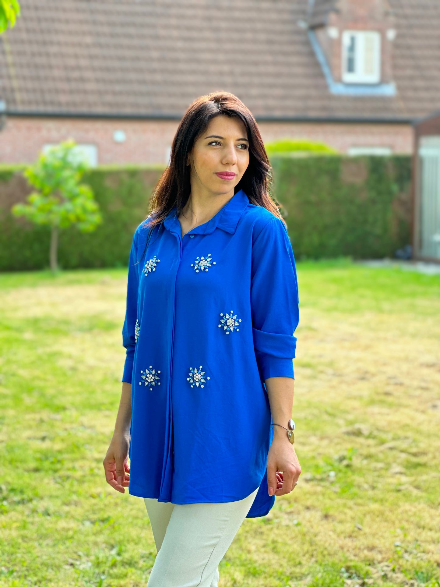 Nevra blouse, Parliament Blue -PLUS MATEN-