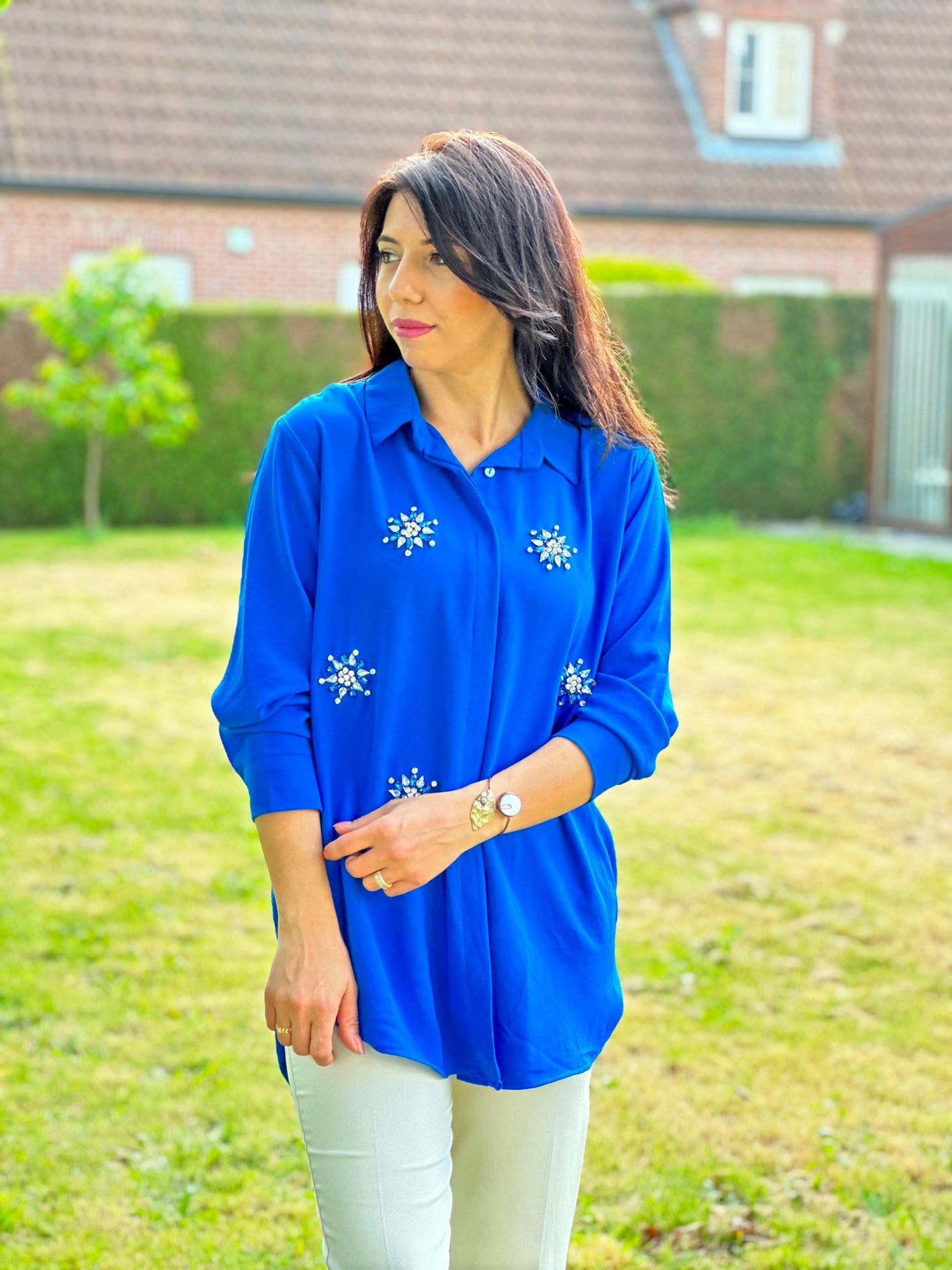 Nevra blouse, Parliament Blue -PLUS MATEN-