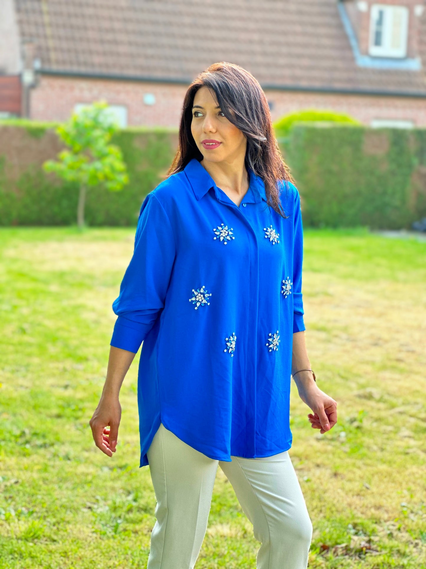 Nevra blouse, Parliament Blue -PLUS MATEN-