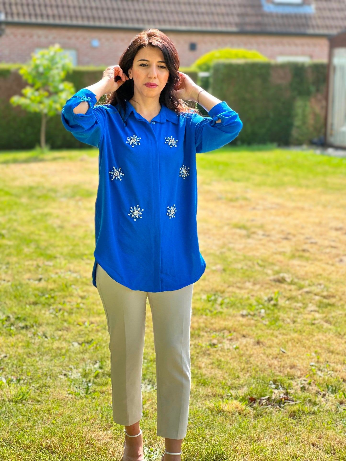 Nevra blouse, Parliament Blue -PLUS MATEN-