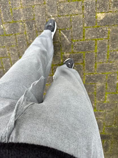 Gray wide leg trousers