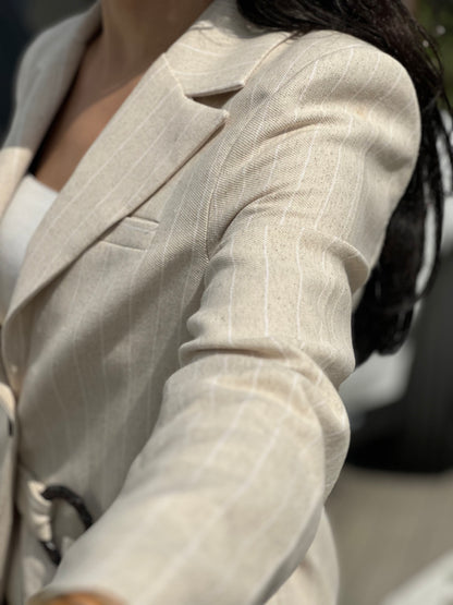 NEW Striped Blazer with Belt