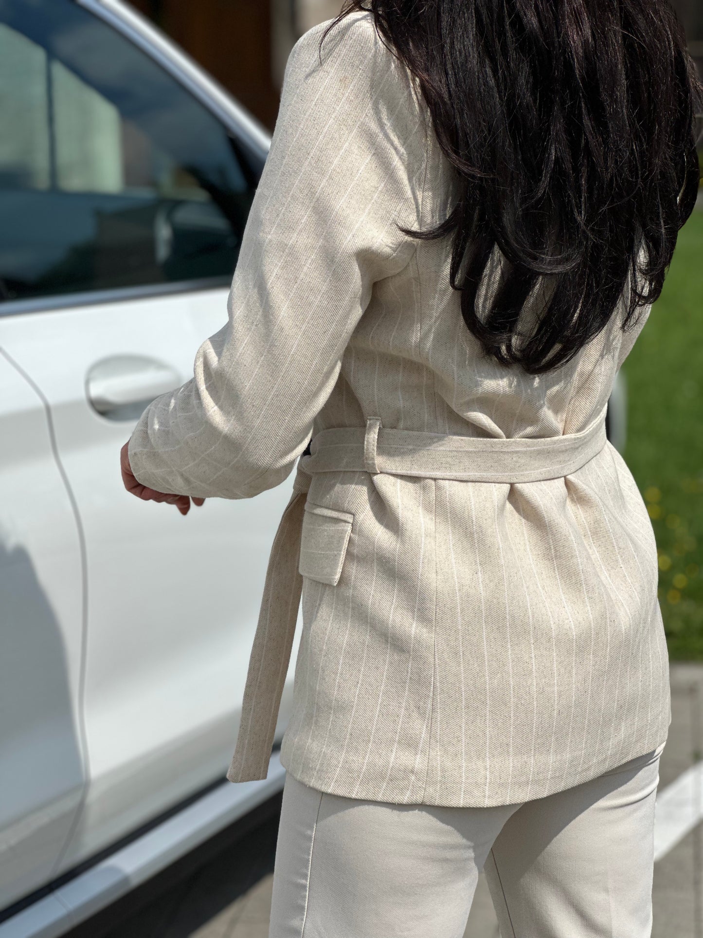 NEW Striped Blazer with Belt