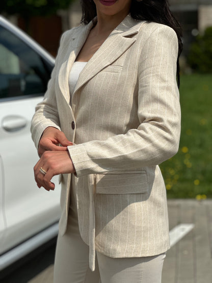 NEW Striped Blazer with Belt