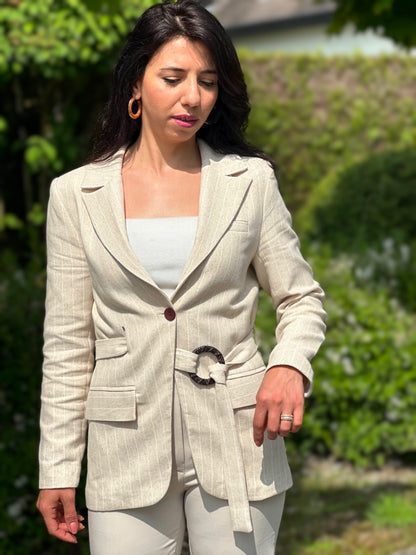 NEW Striped Blazer with Belt