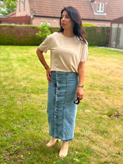 Buttons Denim Skirt