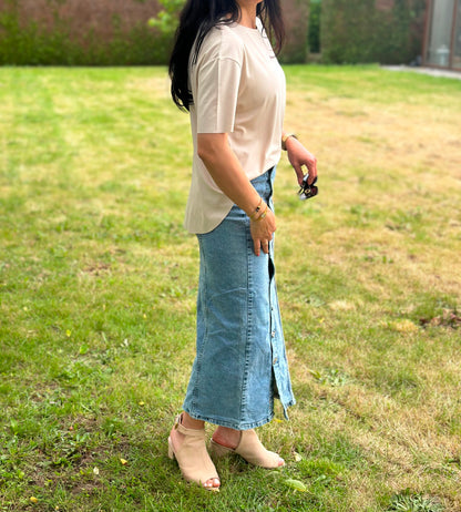 Buttons Denim Skirt