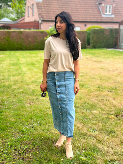 Buttons Denim Skirt