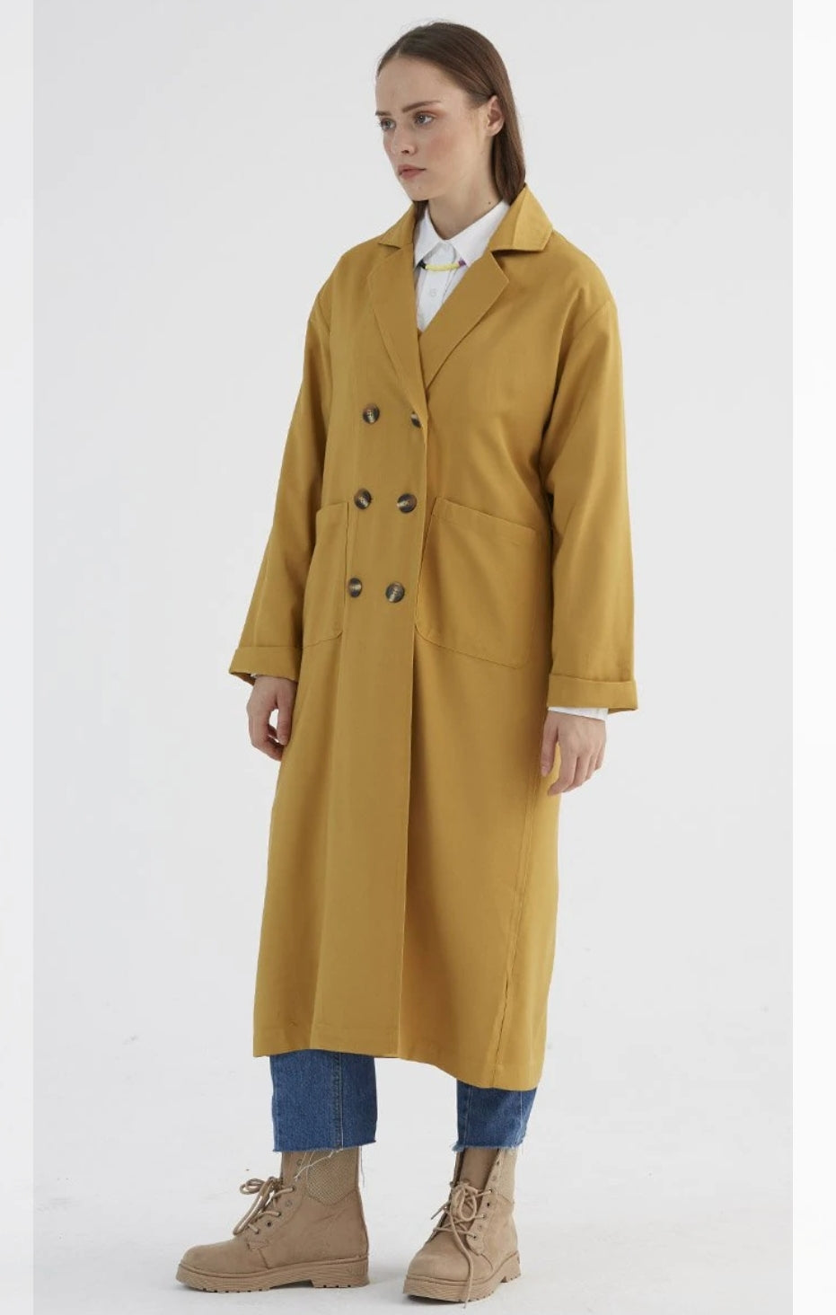 MUSTARD COLOR TRENCCHCOAT