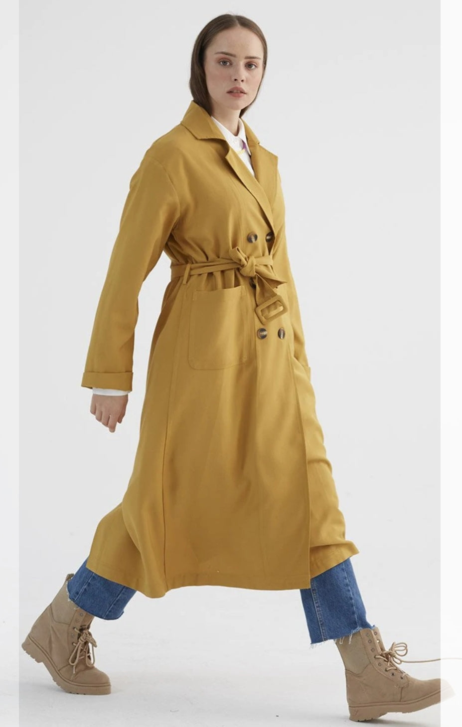 MUSTARD COLOR TRENCCHCOAT