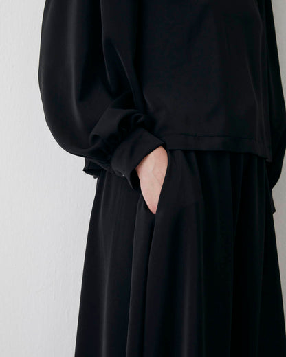 Black Basic Blouse with Side Slit