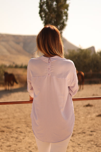 Gestreept Katoenen Blouse