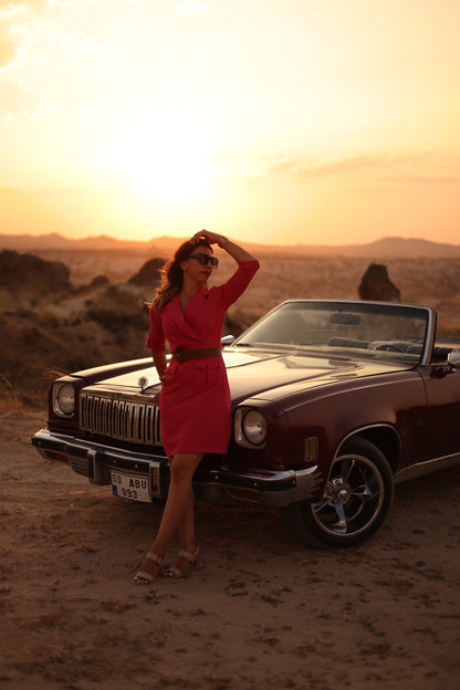 Fushia Dress With Belt