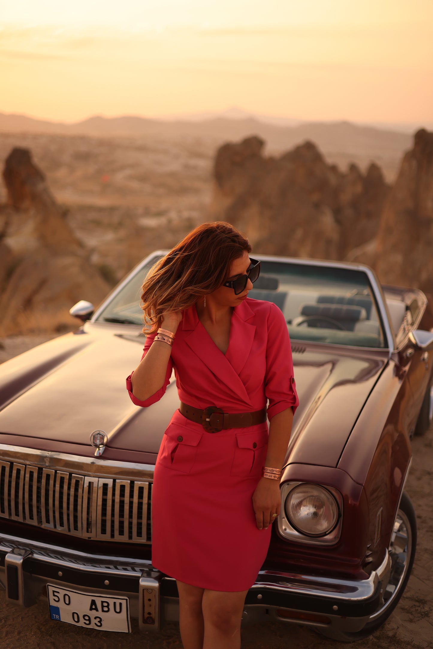 Fushia Dress With Belt