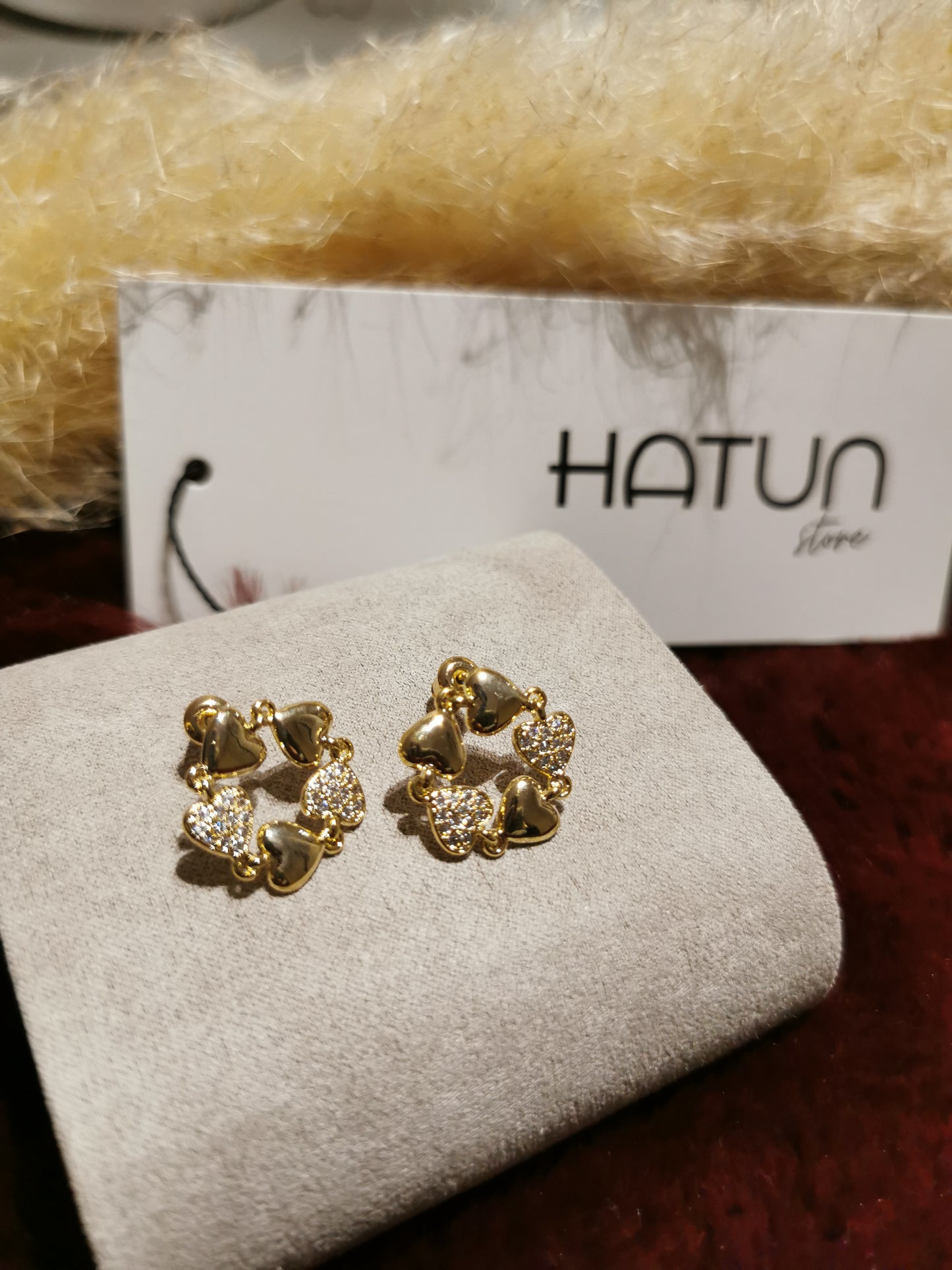 ROUND EARRINGS HEART - GOLD PLATED